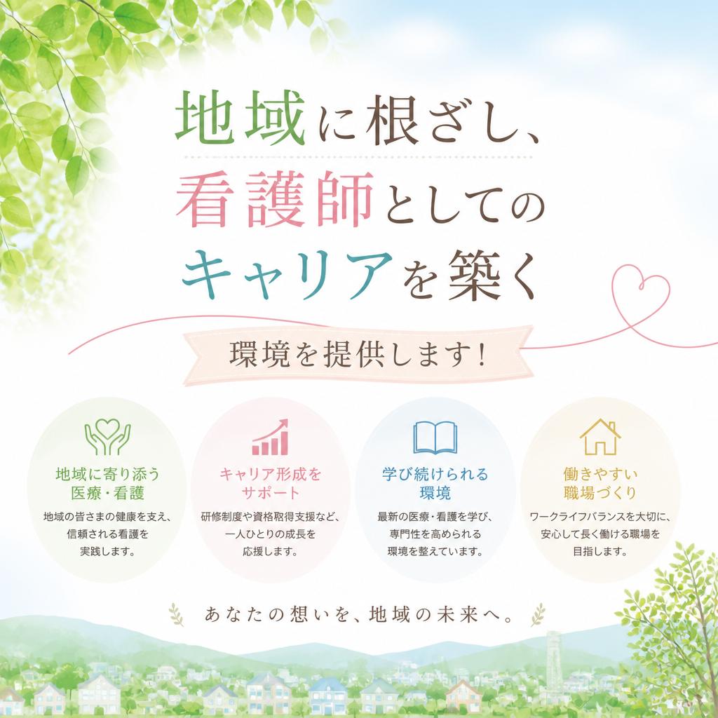 地域に根ざし、看護師としてのキャリアを築く環境を提供します！