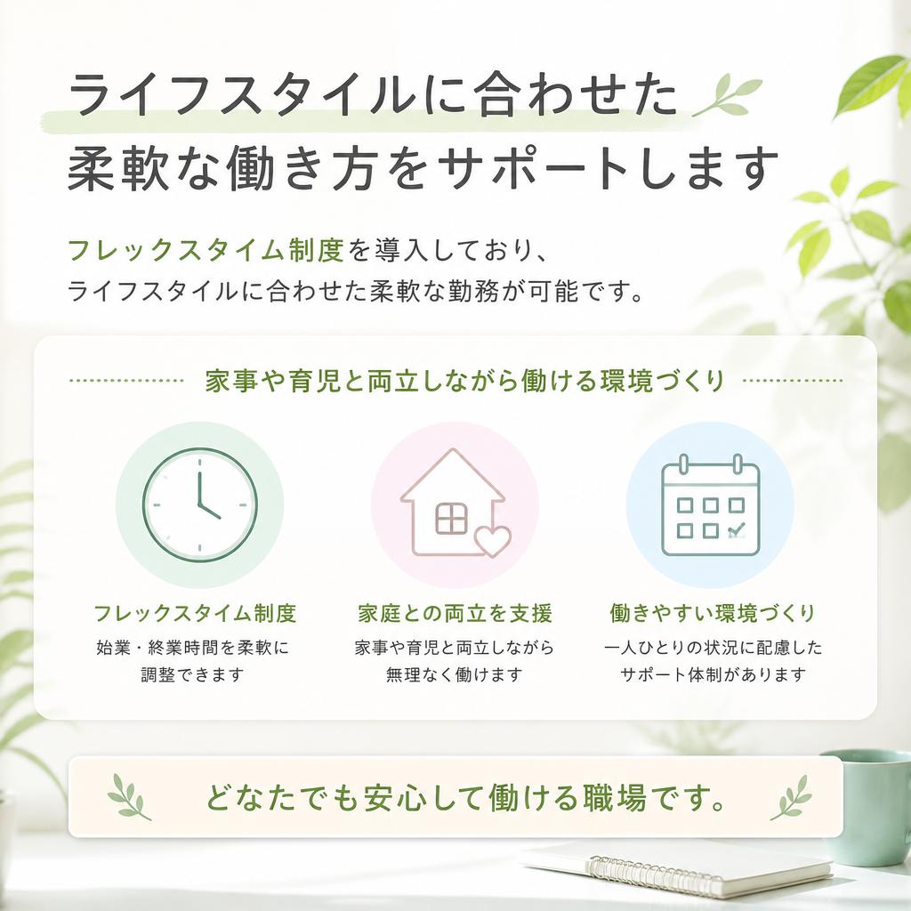 フレックスタイム制度でライフスタイルに合わせた働き方