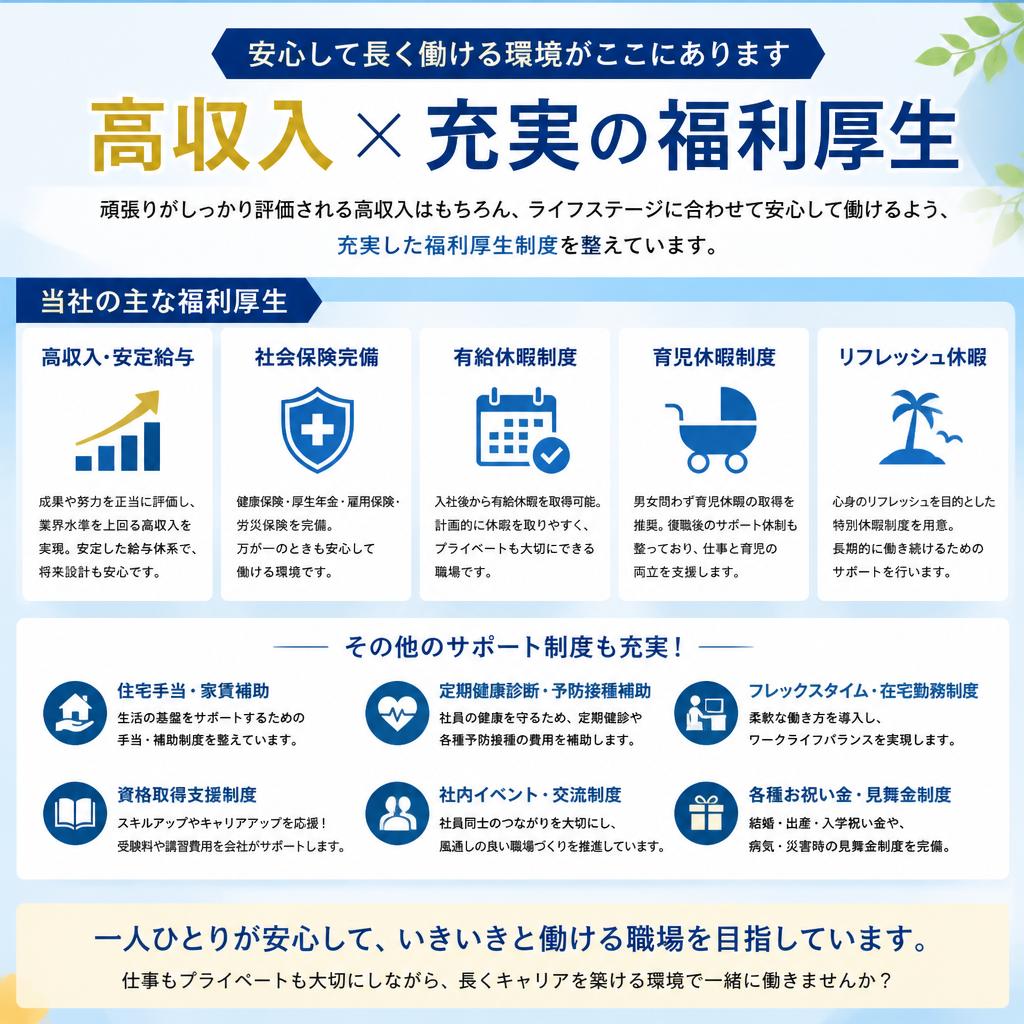 充実した福利厚生が整った職場