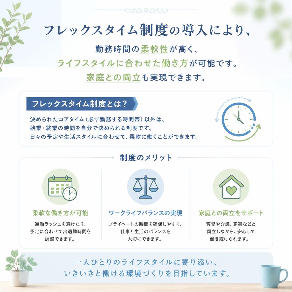 フレックスタイム制でプライベートも充実