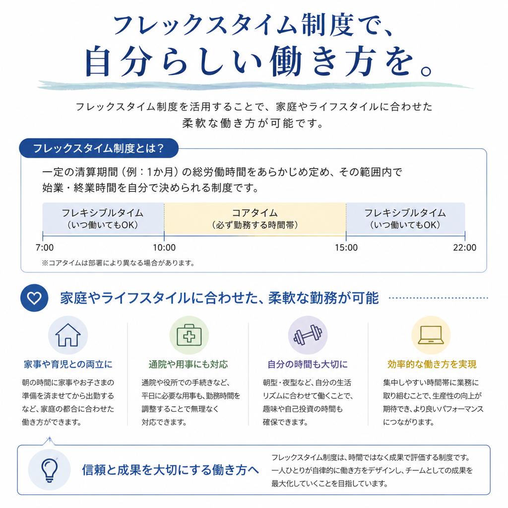 フレックスタイム制度で自由な働き方