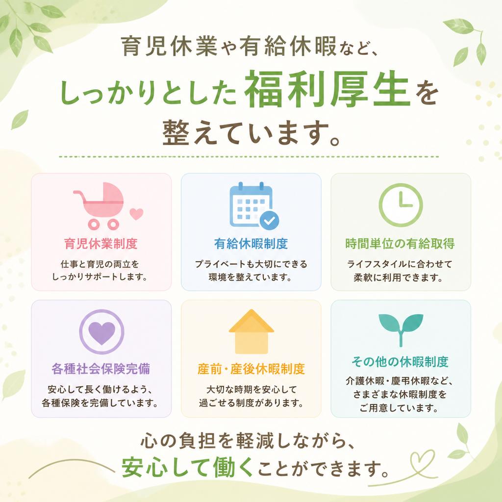 充実した福利厚生が安心を提供