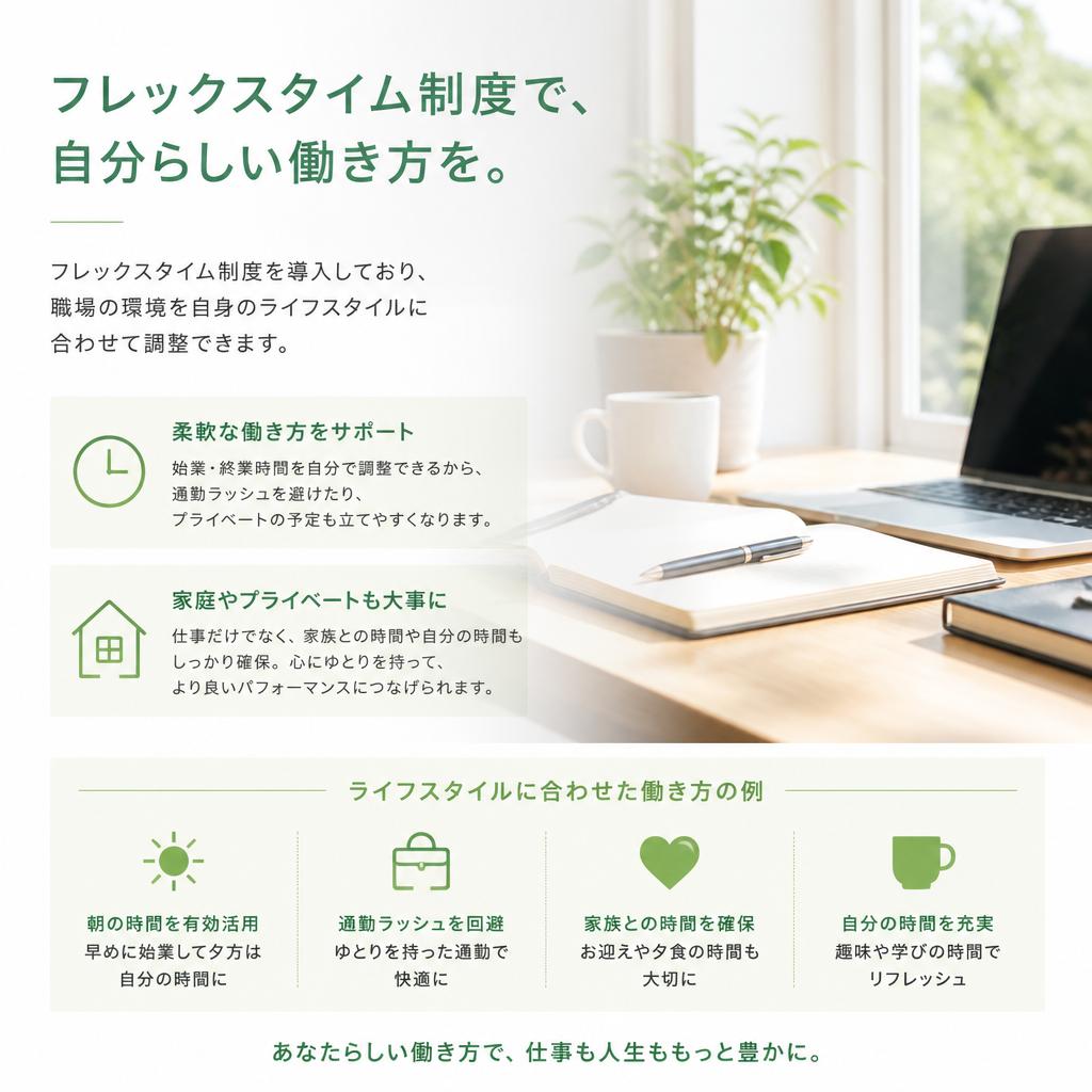 フレックスタイム制度で働きやすさ抜群