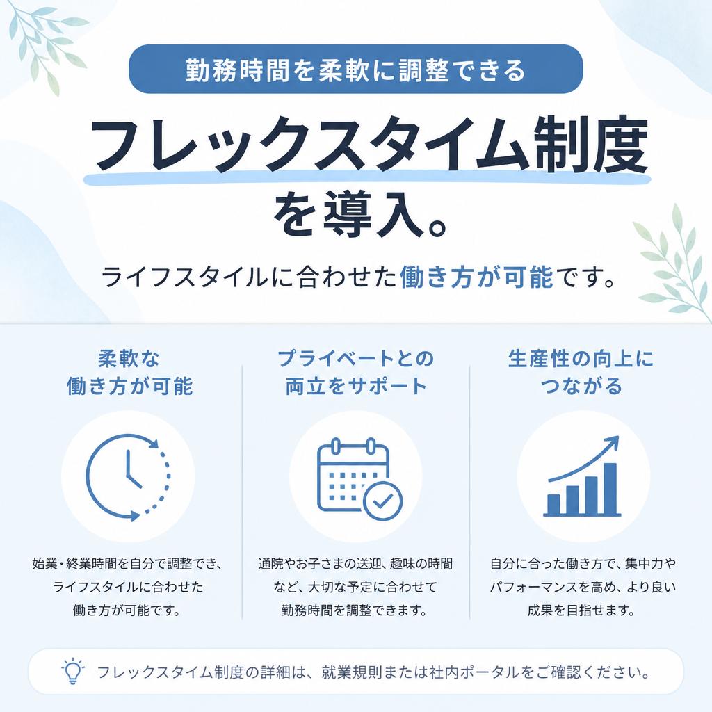 フレックスタイム制度で自由な働き方