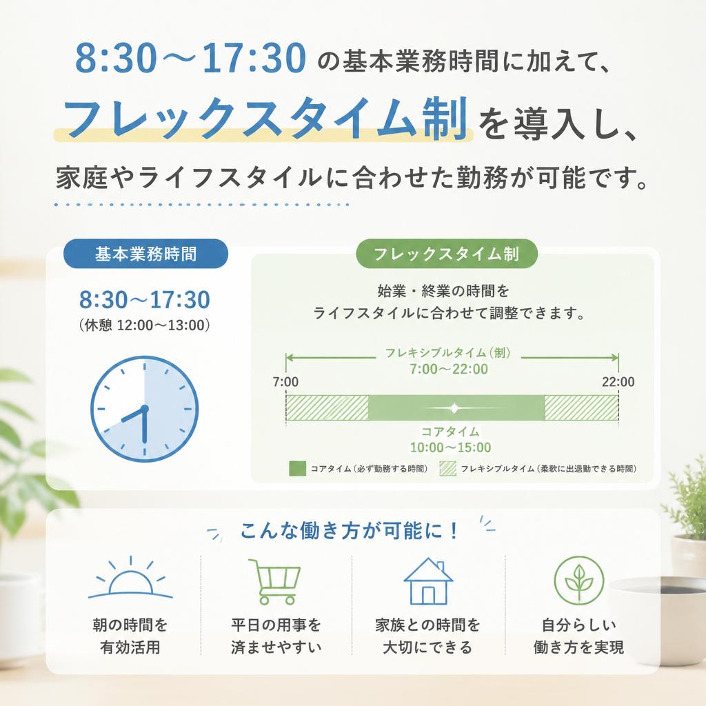 フレックスタイム制で自分に合った働き方を実現